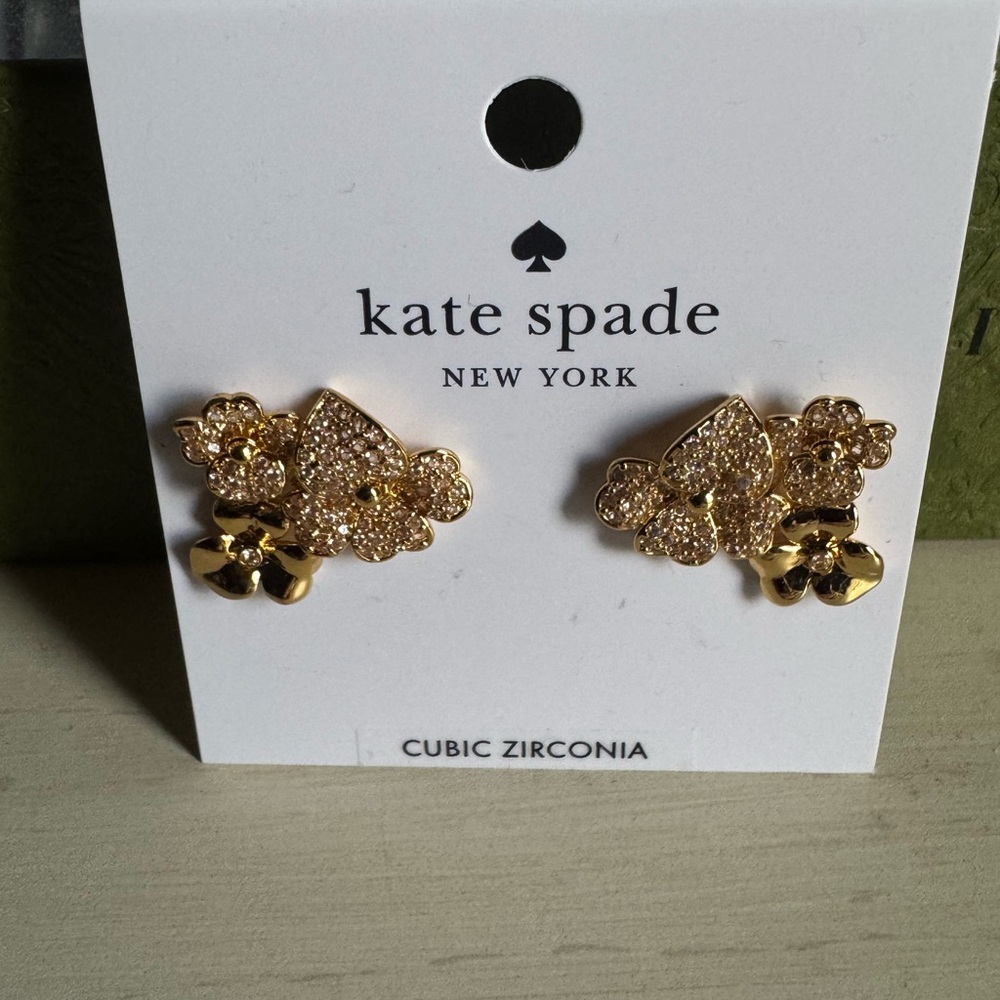 Kate Spade pansy pave earrings - Picture 2 of 3